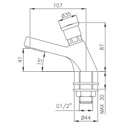 Hart WRAS Approved Timed Flow Basin Tap